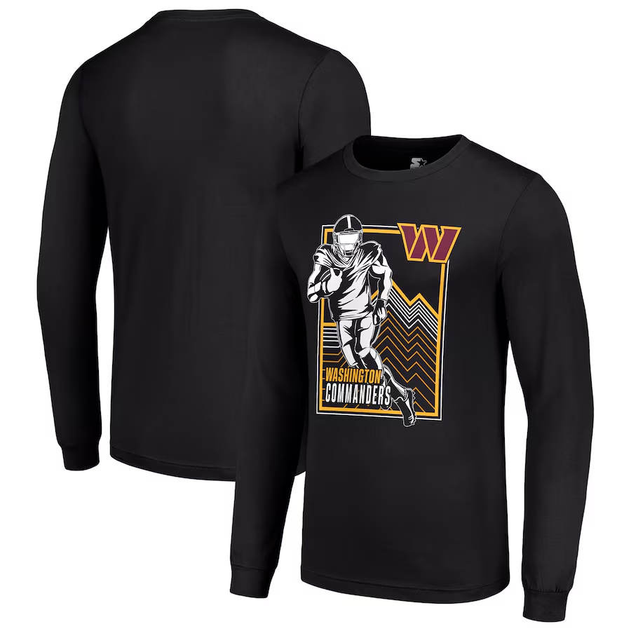 Men Washington Commanders black 2024 NFL Long sleeve T Shirts->nfl t-shirts->Sports Accessory